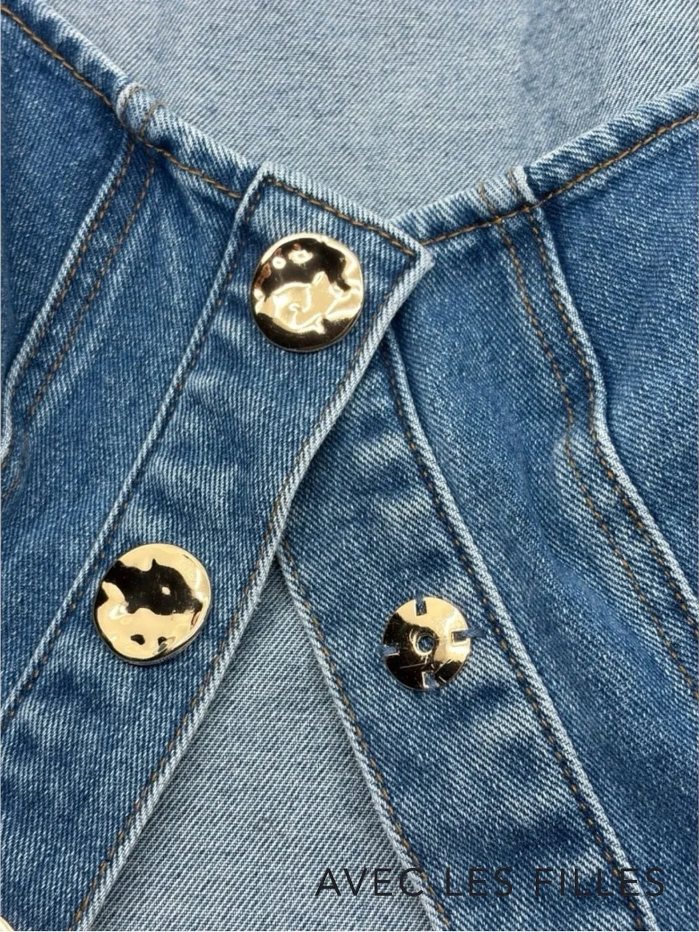 Avec Les Filles **NWT** Denim Puff Sleeve Square Neck Cropped Blue Jean Jacket - Picture 9 of 11